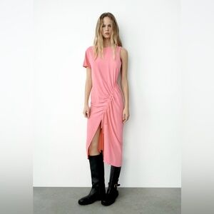 Zara’s pink draped asymmetric dress X-Small